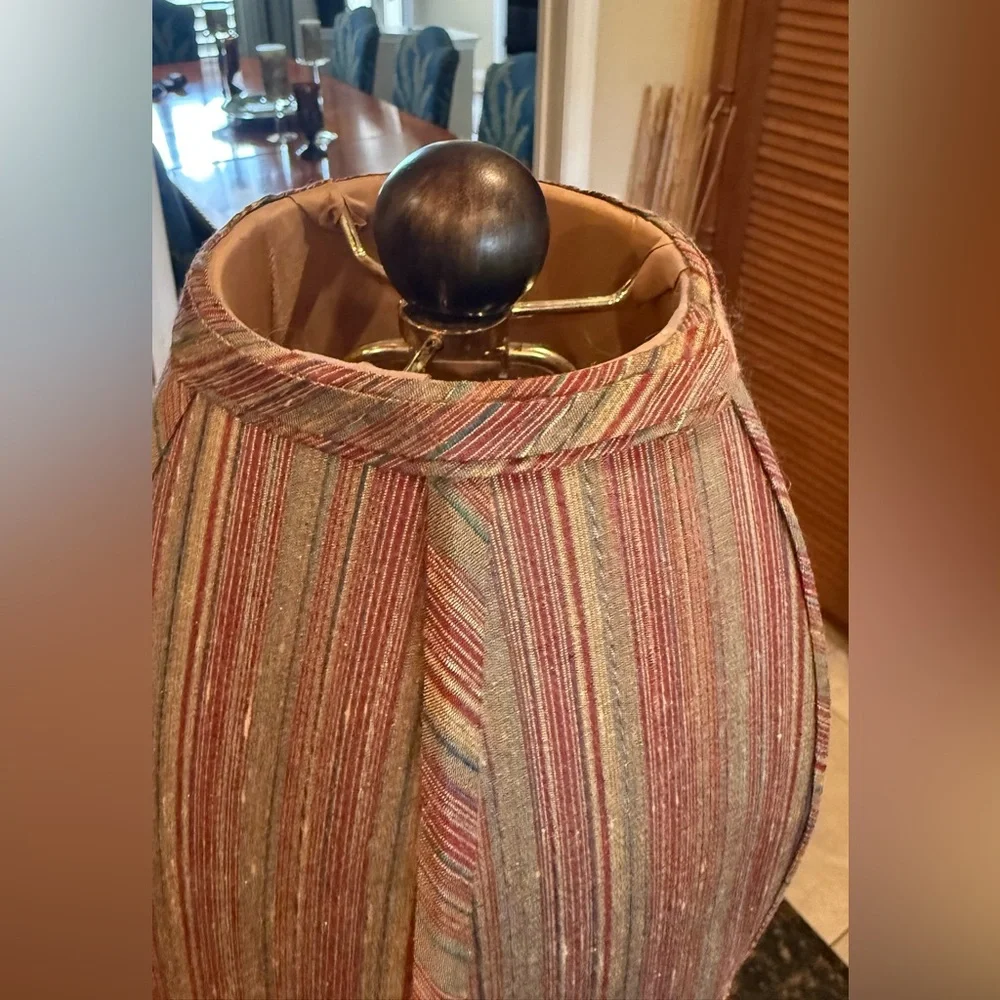 Rare Vintage Monkey on Stacked Books Buffet Lamp with Unique Striped Shade